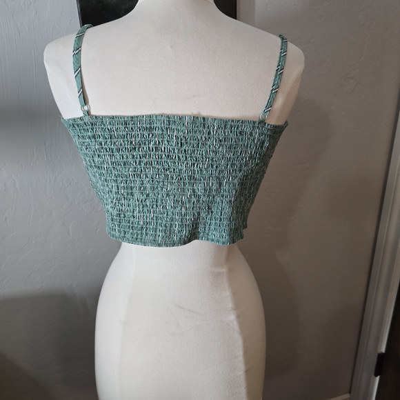 American Eagle Outfitters Teal Smocked Camisole - Picture 2 of 3